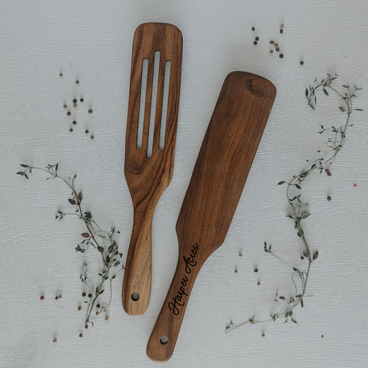 2 Piece Teak Spurtle Set- Custom Name