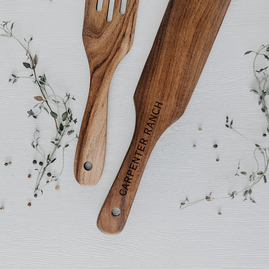 2 Piece Teak Spurtle Set- Custom Name